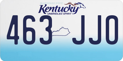 KY license plate 463JJO