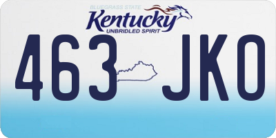 KY license plate 463JKO