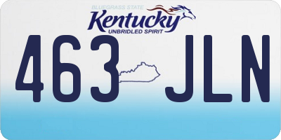 KY license plate 463JLN