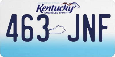 KY license plate 463JNF