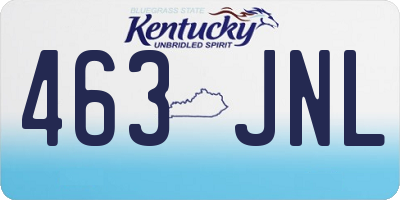 KY license plate 463JNL