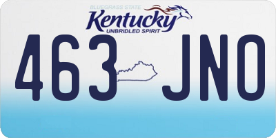 KY license plate 463JNO