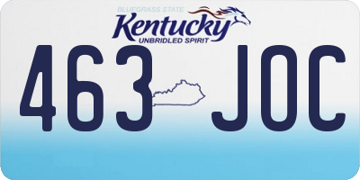 KY license plate 463JOC
