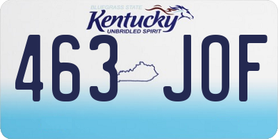 KY license plate 463JOF
