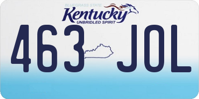 KY license plate 463JOL