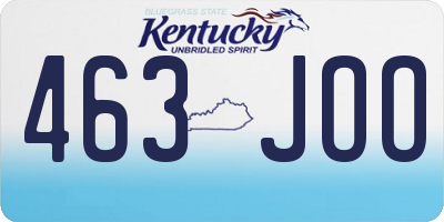 KY license plate 463JOO