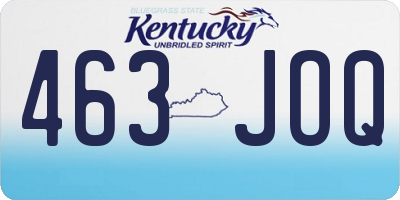 KY license plate 463JOQ