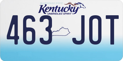 KY license plate 463JOT