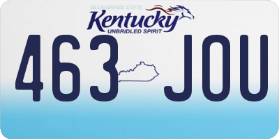 KY license plate 463JOU
