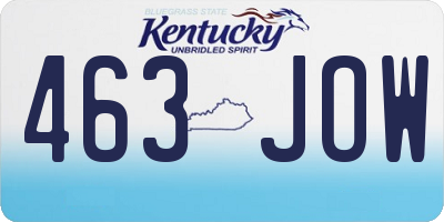 KY license plate 463JOW