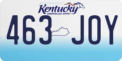 KY license plate 463JOY
