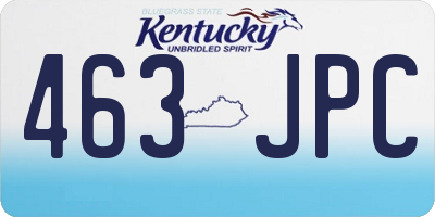 KY license plate 463JPC