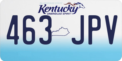 KY license plate 463JPV