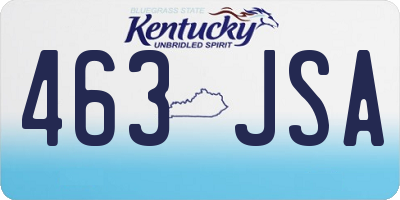 KY license plate 463JSA