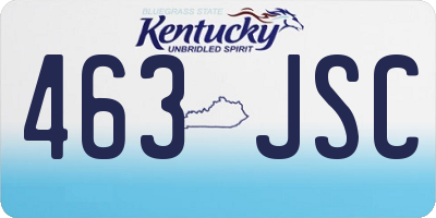 KY license plate 463JSC