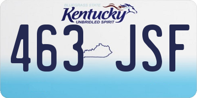 KY license plate 463JSF