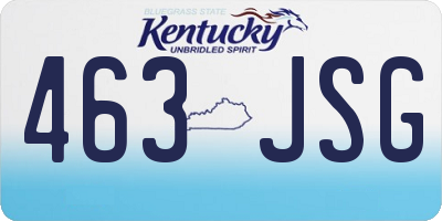 KY license plate 463JSG