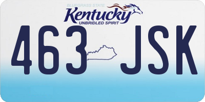 KY license plate 463JSK