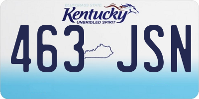 KY license plate 463JSN