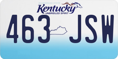 KY license plate 463JSW