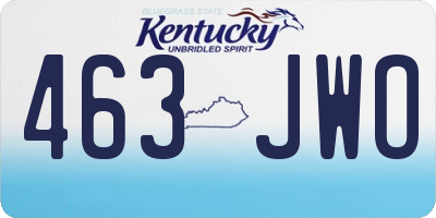 KY license plate 463JWO
