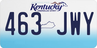 KY license plate 463JWY
