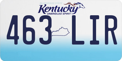 KY license plate 463LIR