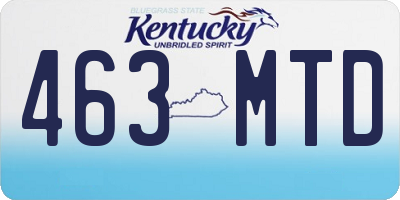 KY license plate 463MTD