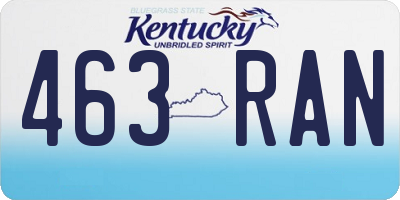 KY license plate 463RAN