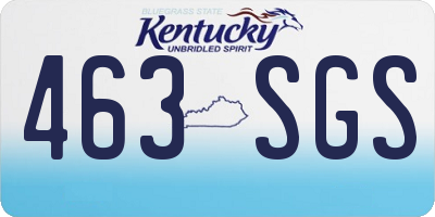 KY license plate 463SGS
