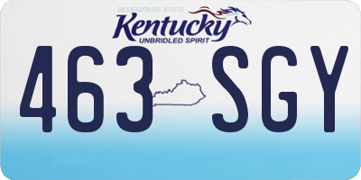 KY license plate 463SGY