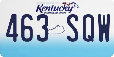 KY license plate 463SQW