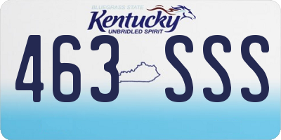 KY license plate 463SSS
