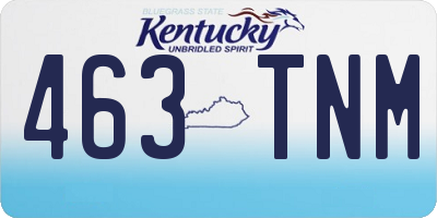 KY license plate 463TNM