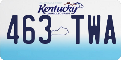KY license plate 463TWA