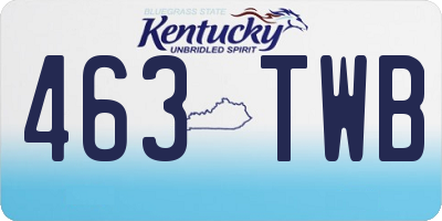 KY license plate 463TWB