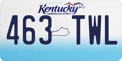 KY license plate 463TWL