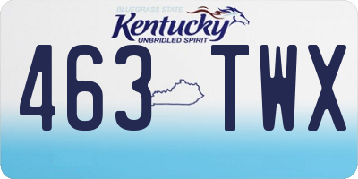 KY license plate 463TWX