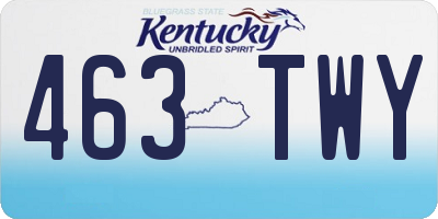 KY license plate 463TWY