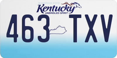 KY license plate 463TXV