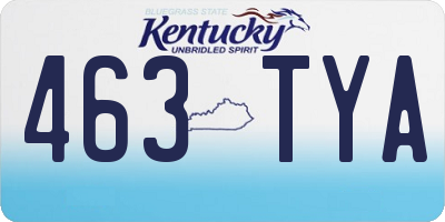 KY license plate 463TYA