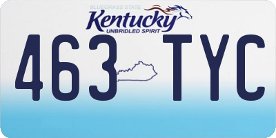 KY license plate 463TYC