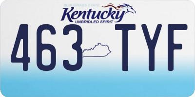 KY license plate 463TYF