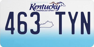 KY license plate 463TYN