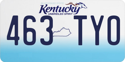 KY license plate 463TYO