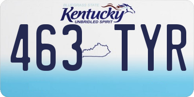 KY license plate 463TYR