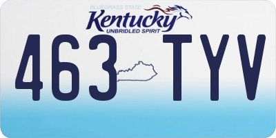 KY license plate 463TYV