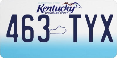 KY license plate 463TYX