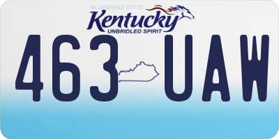KY license plate 463UAW