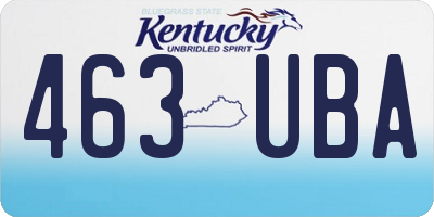 KY license plate 463UBA